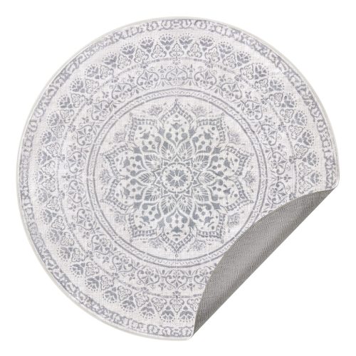 SONGMICS HOME Boho Kerek Szőnyeg Galambszürke Mandala Mintával