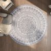 SONGMICS HOME Boho Kerek Szőnyeg Galambszürke Mandala Mintával