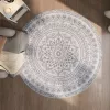 SONGMICS HOME Boho Kerek Szőnyeg Galambszürke Mandala Mintával