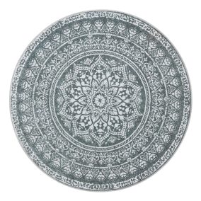   SONGMICS HOME Boho Kerek Szőnyeg Antracitszürke Mandala Mintázattal