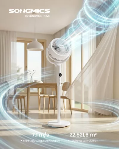 SONGMICS XFC002W1EU álló ventilátor távirányítóval 20 dB fehér