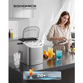   SONGMICS Hordozható Jégkészítő Gép Ezüst Szürke Öntisztító Funkcióval