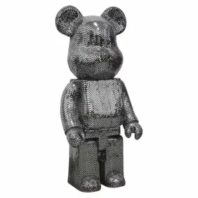 Richmond Bear L Designér Mackó Dekoráció Fekete-Ezüst Csillogó