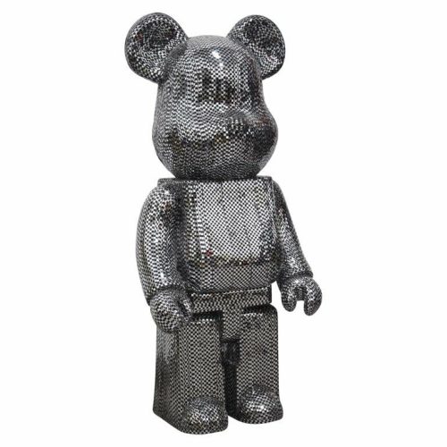 Richmond Bear L Designér Mackó Dekoráció Fekete-Ezüst Csillogó
