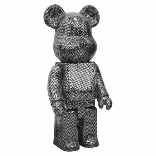 Richmond Bear L Designér Mackó Dekoráció Fekete-Ezüst Csillogó