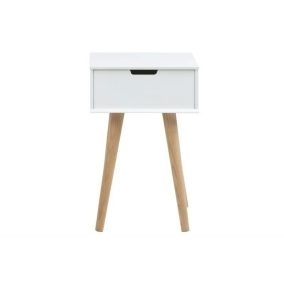 Actona Mitra Éjjeliszekrény MDF Fehér Tölgyfa Lábakkal