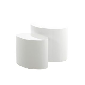   Actona MICE Ovális Magasfényű Fehér Dohányzóasztal Szett