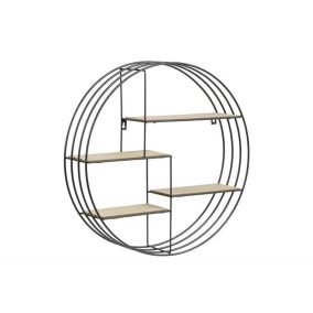 Actona Darkenberg Kör Alakú MDF Fém Fali Polc Fekete