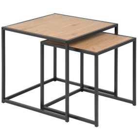 Actona Seaford Tölgy MDF Fém Dohányzóasztal Szett