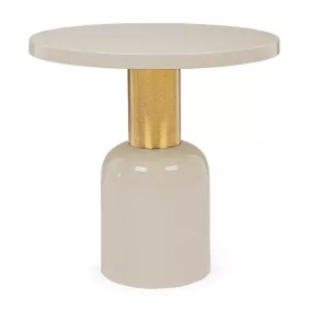   Bizzotto NALIMA Kerek Dohányzóasztal Bézs Arany Díszítéssel