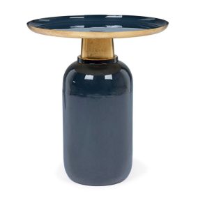   Bizzotto Nalima Acél Dohányzóasztal Kék Arany Díszítéssel