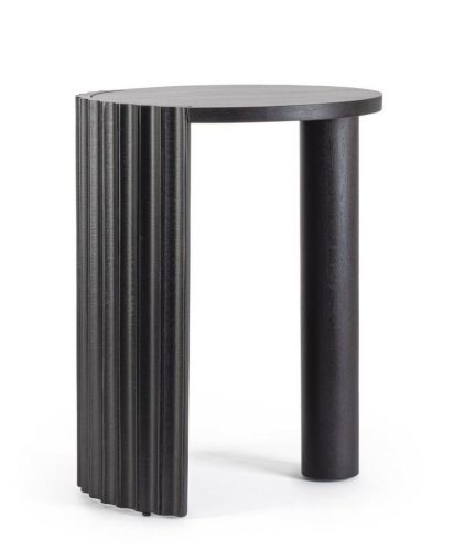 BIZZOTTO Orissa Mangófa Dohányzóasztal Fekete Bordázott Lábbal