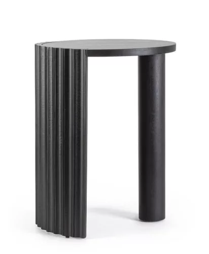 BIZZOTTO Orissa Mangófa Dohányzóasztal Fekete Bordázott Lábbal