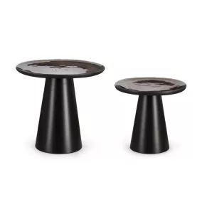   BIZZOTTO ZAINAB Mangófa Dohányzóasztal Szett Fekete Lakkozott