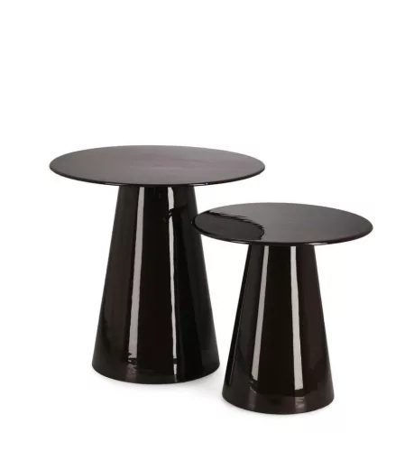 Bizzotto Salema Acél Dohányzóasztal Szett Fekete Fényes