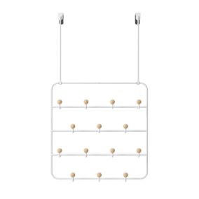   UMBRA Estique Ajtóra Szerelhető Fém Fogas Fehér Fa Gömbökkel