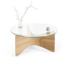 Umbra Madera Kőrisfa-Üveg Dohányzóasztal Természetes