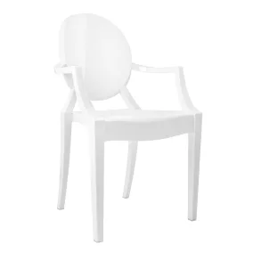   King Home LOUIS Polikarbonát Karfás Szék Fehér XV. Lajos Stílusban