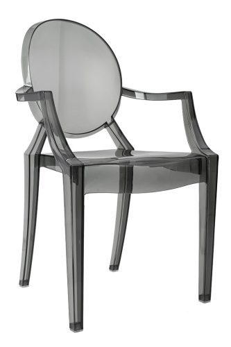 King Home LOUIS Füstszínű Polikarbonát Design Szék