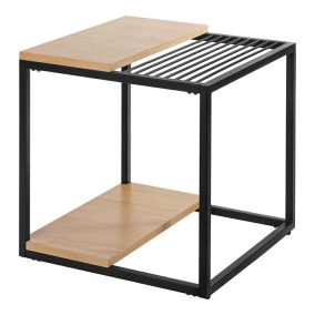 King Home Galler Tölgy Újságtartó Asztal MDF Fekete