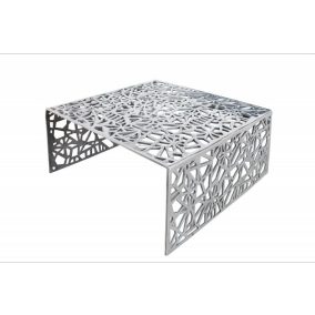   Invicta Abstract Alumínium Dohányzóasztal Ezüst Geometrikus Mintázattal