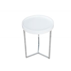 Invicta Modular Kerek Kisasztal Fehér Lakkozott Króm