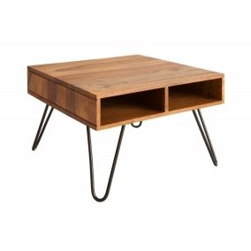   INVICTA Scorpion Sheesham Dohányzóasztal Tömör Fa Fém Lábakkal