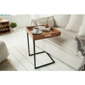   Invicta Chiano Akácfa Levehető Tálcás Kisasztal Fekete 40 cm