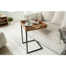   Invicta Chiano Akácfa Levehető Tálcás Kisasztal Fekete 40 cm