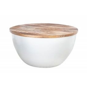   Invicta Industrial Storage Mangófa Dohányzóasztal Fehér Tárolóval 70cm