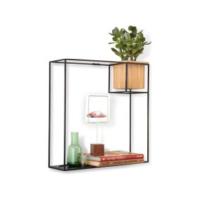 Umbra Cubist Large Fém-Fa Fali Polc Fekete