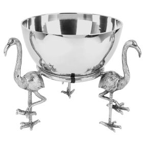 KARE Design Flamingó Dekoratív Alumínium Tál Ezüst
