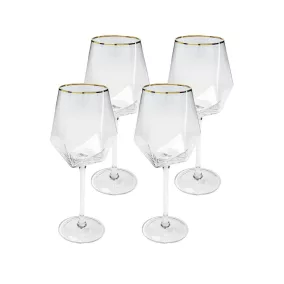   Kare Design Diamond Rim boros pohár készlet üveg átlátszó arany szegéllyel 525 ml