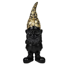   KARE Design Glamour Kerti Törpe Fekete-Arany Virágmintás Gyanta Dekoráció