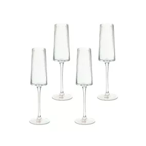   Kare Design RIFFLE Pezsgőspohár Szett 215 ml Üveg Átlátszó Bordázott Mintával