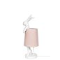  KARE Design Rabbit Asztali Lámpa Fehér Polirezin Rózsaszín Vászon Ernyővel