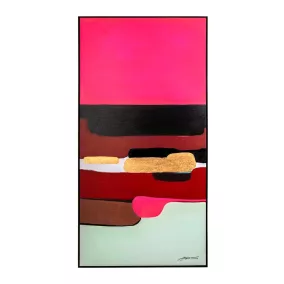   KARE Abstract Shapes Rózsaszín Akril Festmény Arany Részletekkel