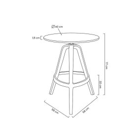 King Home Mira 60 Polipropilén Kerek Asztal Fekete Ipari
