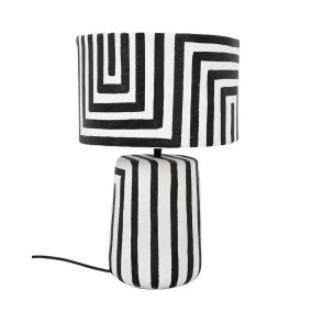   KARE Strisce Papírmasé Asztali Lámpa Fekete-Fehér Geometrikus 44cm