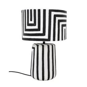   KARE Strisce Papírmasé Asztali Lámpa Fekete-Fehér Geometrikus 44cm