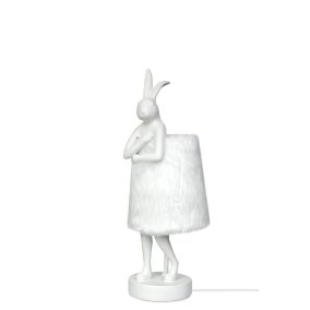 KARE Rabbit Fur Asztali Lámpa Műgyanta Fehér Ezüst 50cm