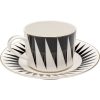 KARE Harlequin Porcelán Kávéscsésze Készlet Geometrikus Fekete-Fehér Arany Díszítéssel