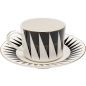 KARE Harlequin Porcelán Kávéscsésze Készlet Geometrikus Fekete-Fehér Arany Díszítéssel