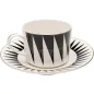   KARE Harlequin Porcelán Kávéscsésze Készlet Geometrikus Fekete-Fehér Arany Díszítéssel
