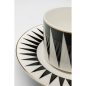KARE Harlequin Porcelán Kávéscsésze Készlet Geometrikus Fekete-Fehér Arany Díszítéssel