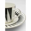 KARE Harlequin Porcelán Kávéscsésze Készlet Geometrikus Fekete-Fehér Arany Díszítéssel