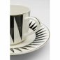 KARE Harlequin Porcelán Kávéscsésze Készlet Geometrikus Fekete-Fehér Arany Díszítéssel