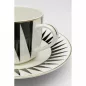   KARE Harlequin Porcelán Kávéscsésze Készlet Geometrikus Fekete-Fehér Arany Díszítéssel