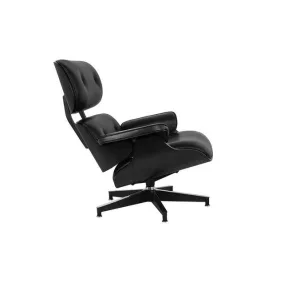 King Home Lounge HM Forgó Fotel Fekete Kőrisfa Bőr