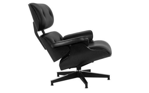 King Home Lounge HM Forgó Fotel Fekete Kőrisfa Bőr